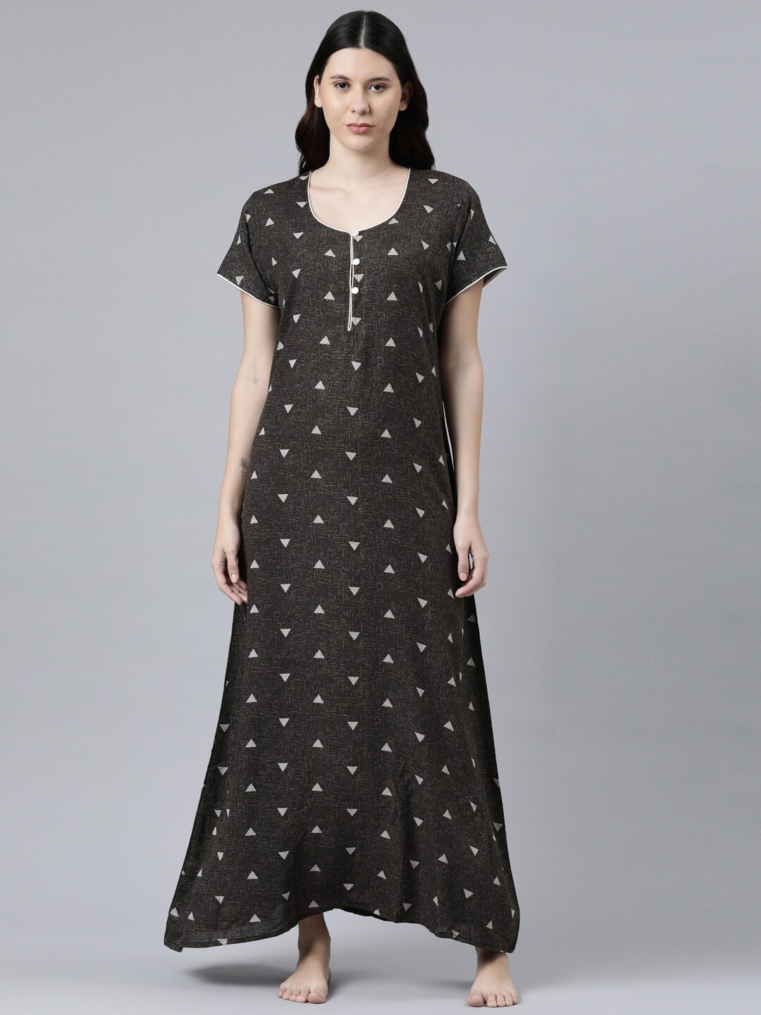 

GOLDSTROMS Coffee Brown Printed Maxi Nightdress