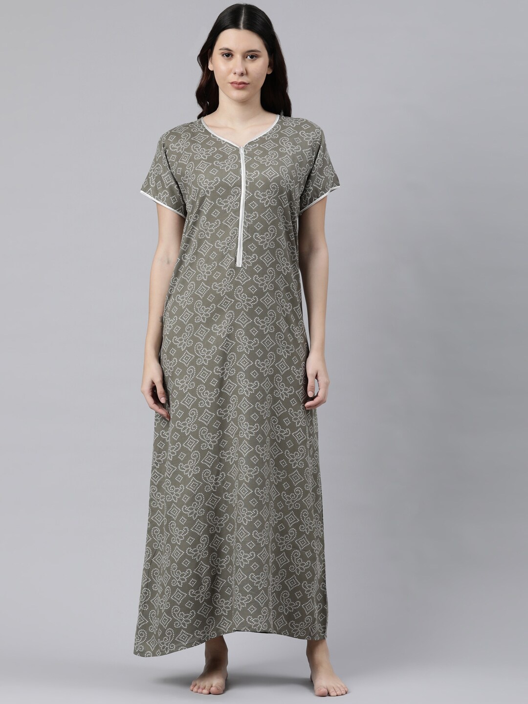 

GOLDSTROMS Green Printed Maxi Nightdress