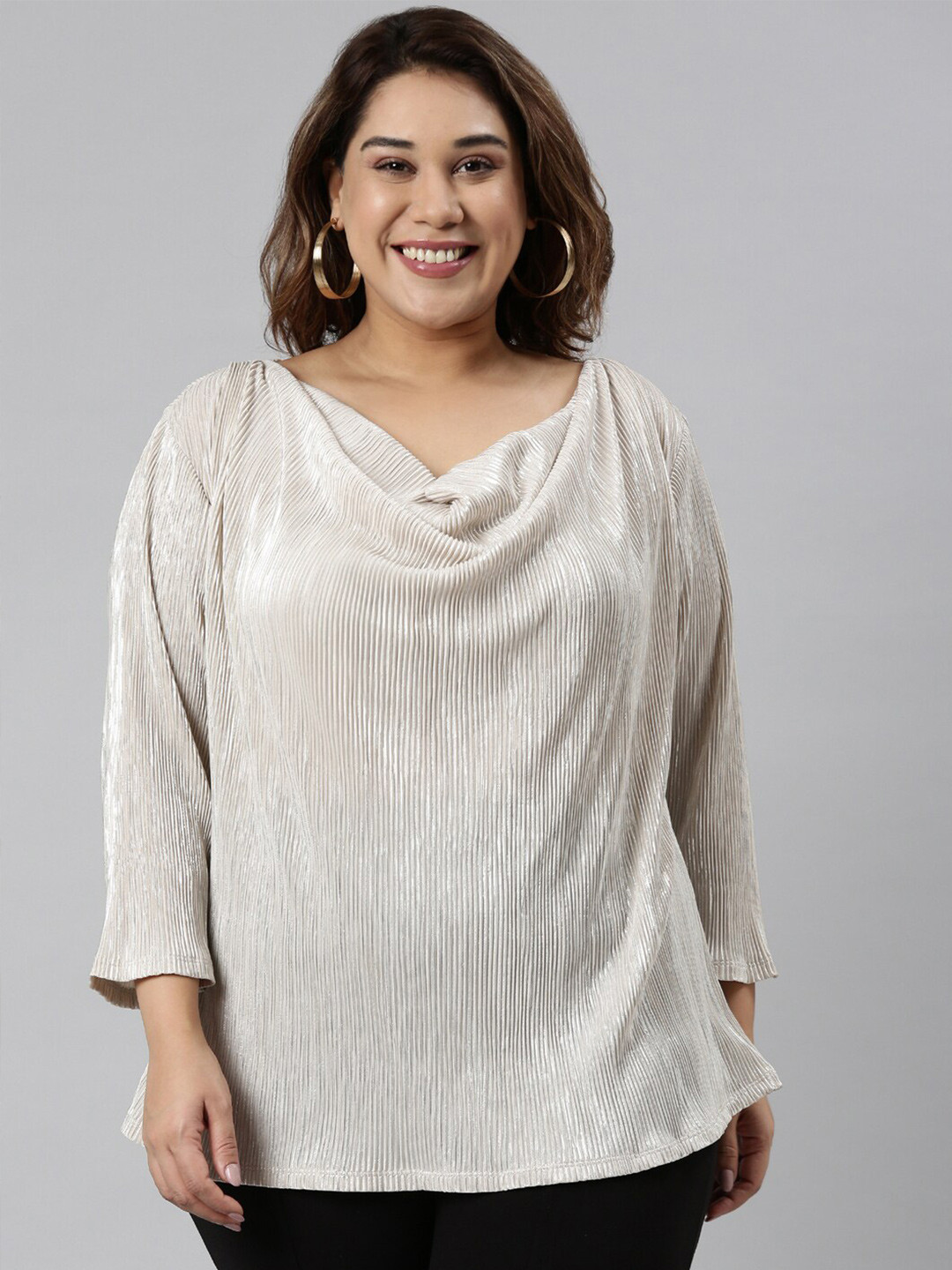 

The Pink Moon Silver-Toned Cowl Neck Top