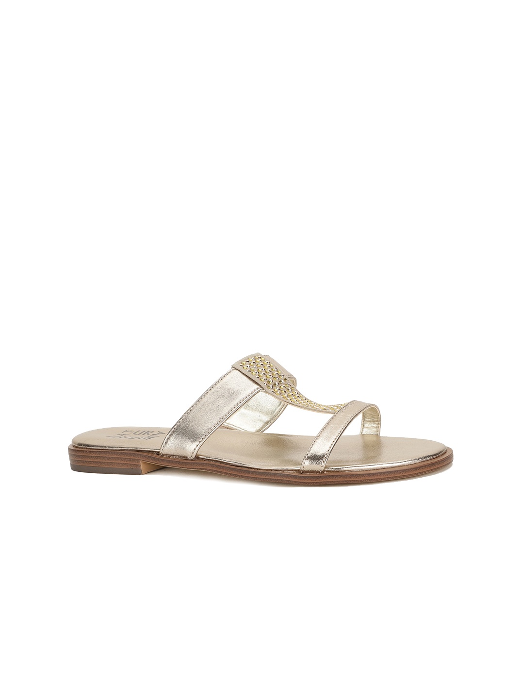 

Naturalizer Women Gold-Toned Embellished Open Toe Flats