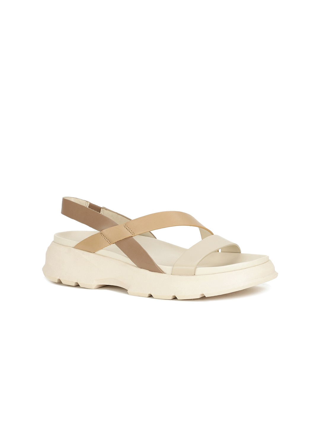 

Naturalizer Women Off White & Gold Solid Leather Flatform Heels