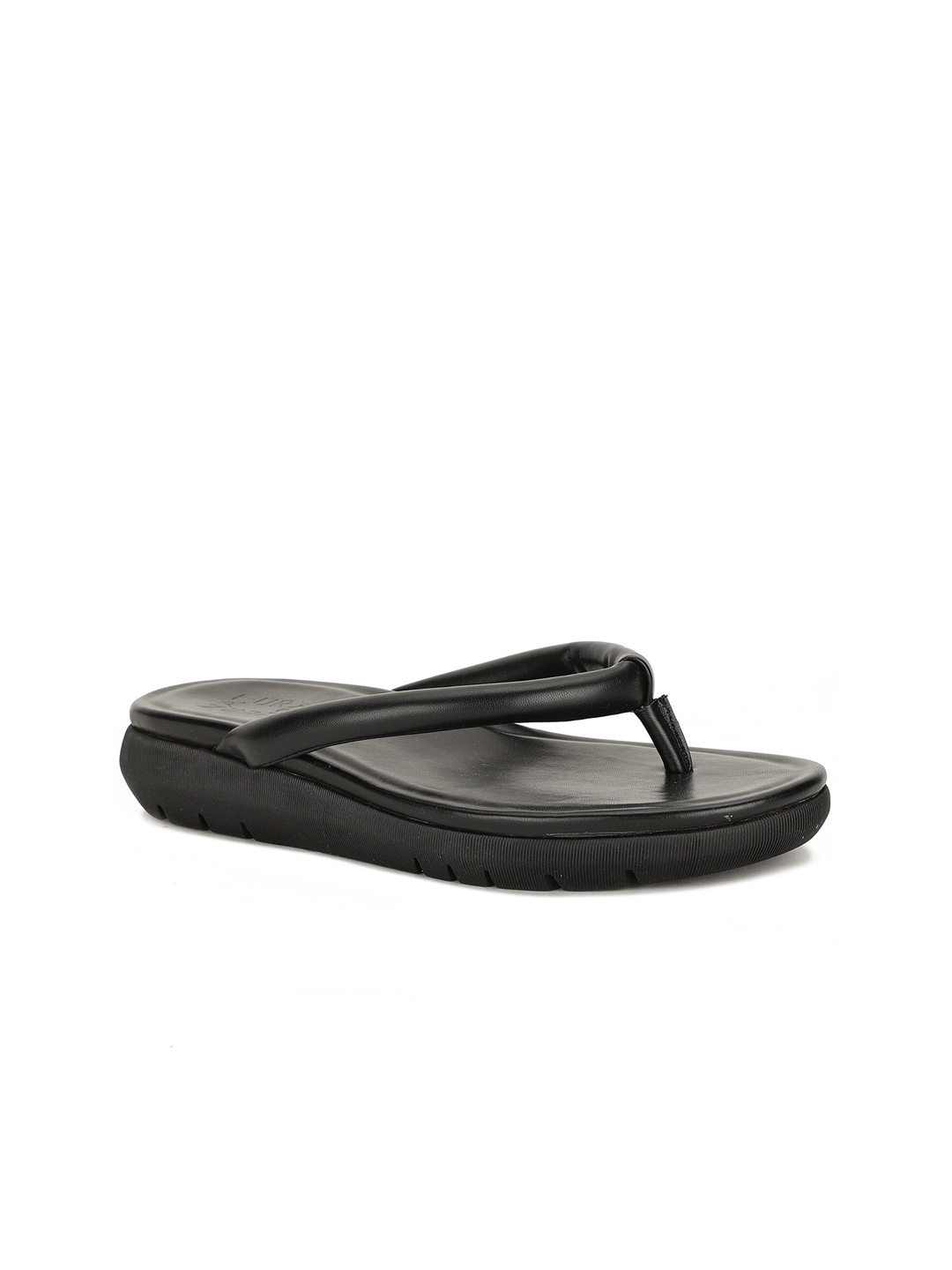 

Naturalizer Women Black Solid Leather T-Strap Flats