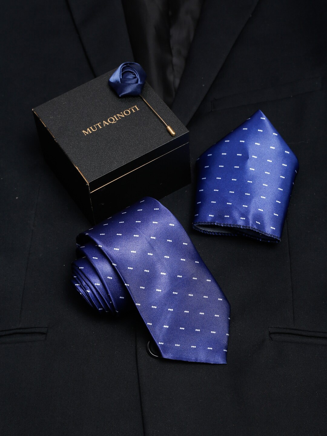 

MUTAQINOTI Men Formal Tie Accessory Gift Set, Blue