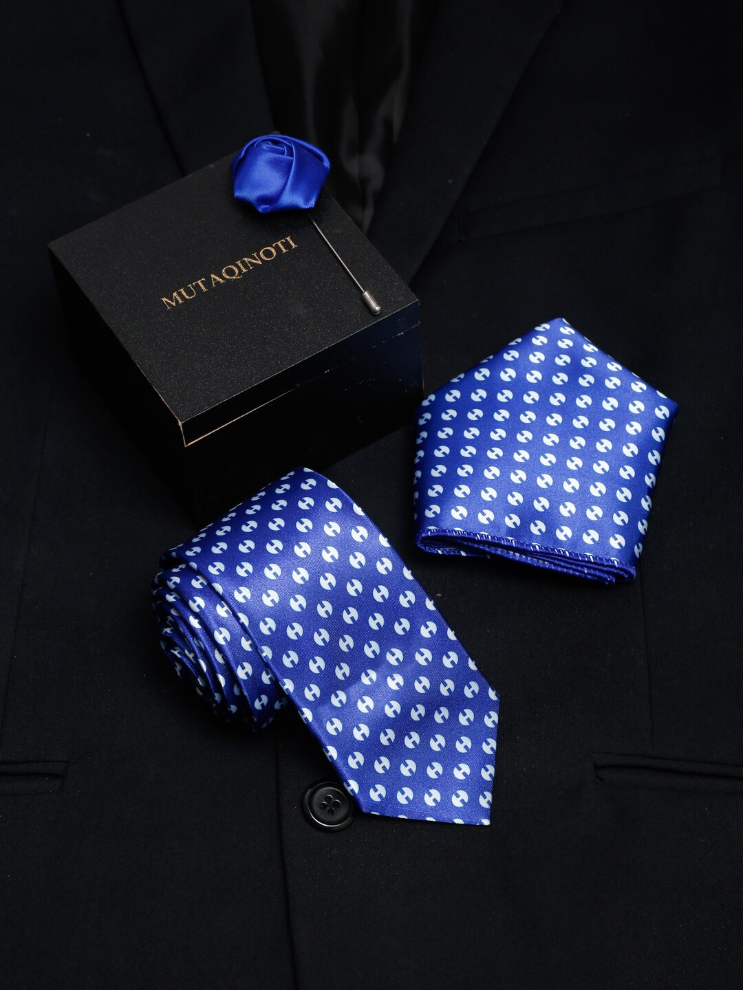 

MUTAQINOTI Men Printed Accessory Gift Set, Blue