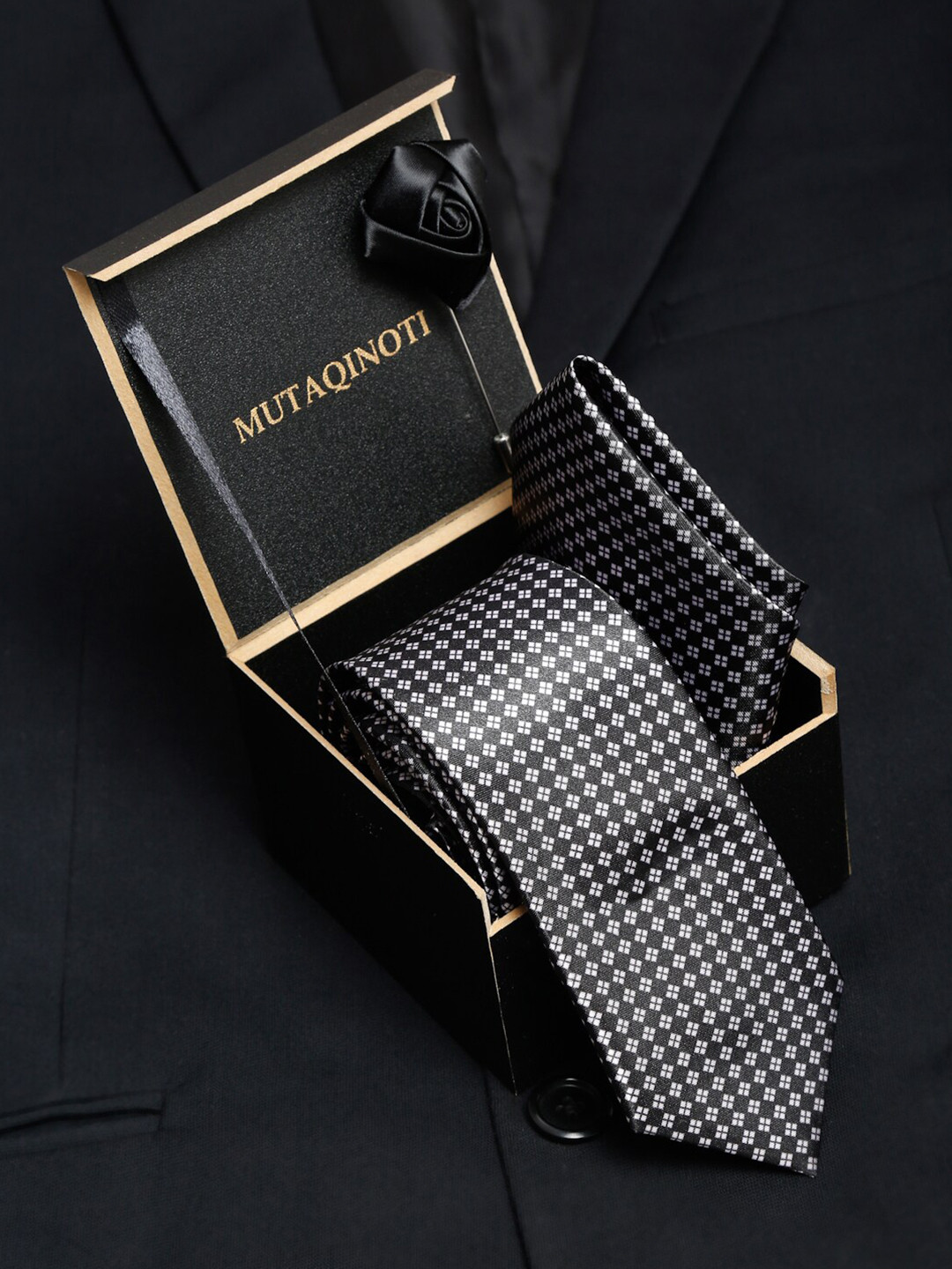

MUTAQINOTI Men Formal Accessory Gift Set, Black