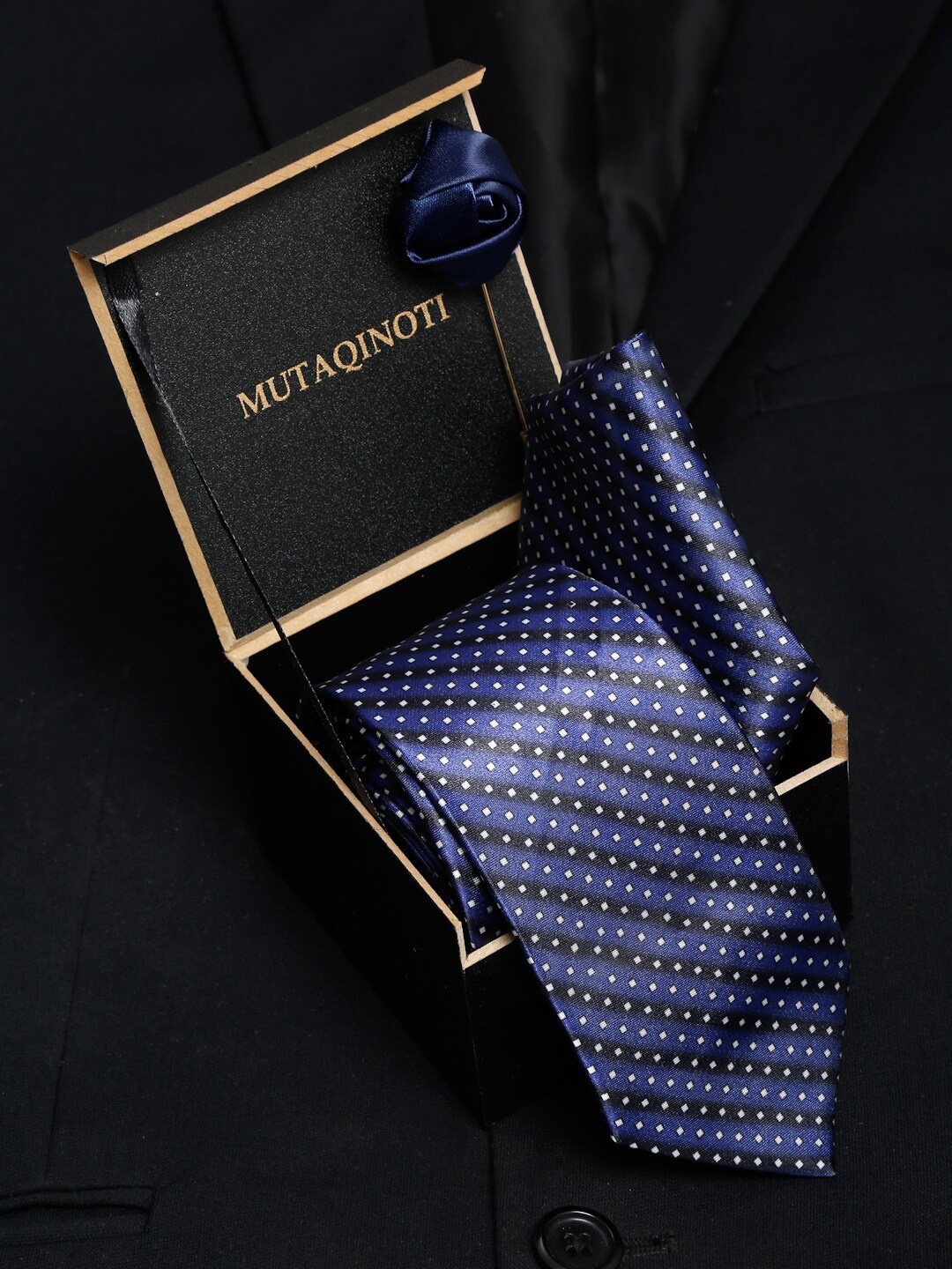 

MUTAQINOTI Men Tie & Pocket Square Accessory Gift Set, Blue
