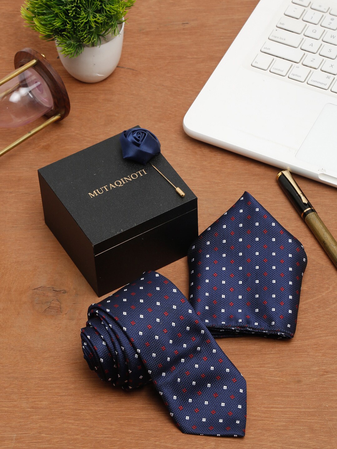 

MUTAQINOTI Men Navy Blue Accessory Gift Set
