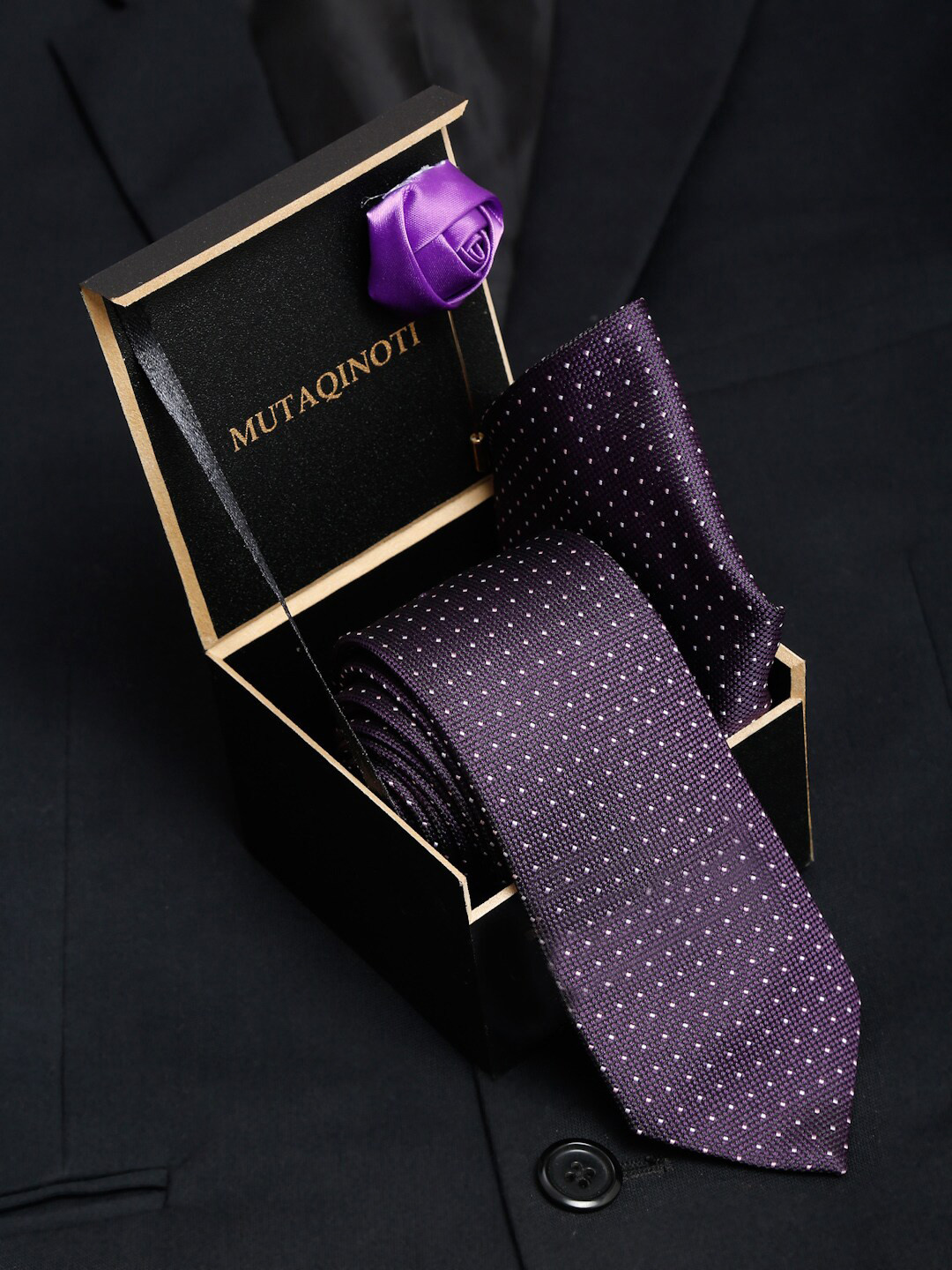 

MUTAQINOTI Men Purple Formal Tie Accessory Gift Set