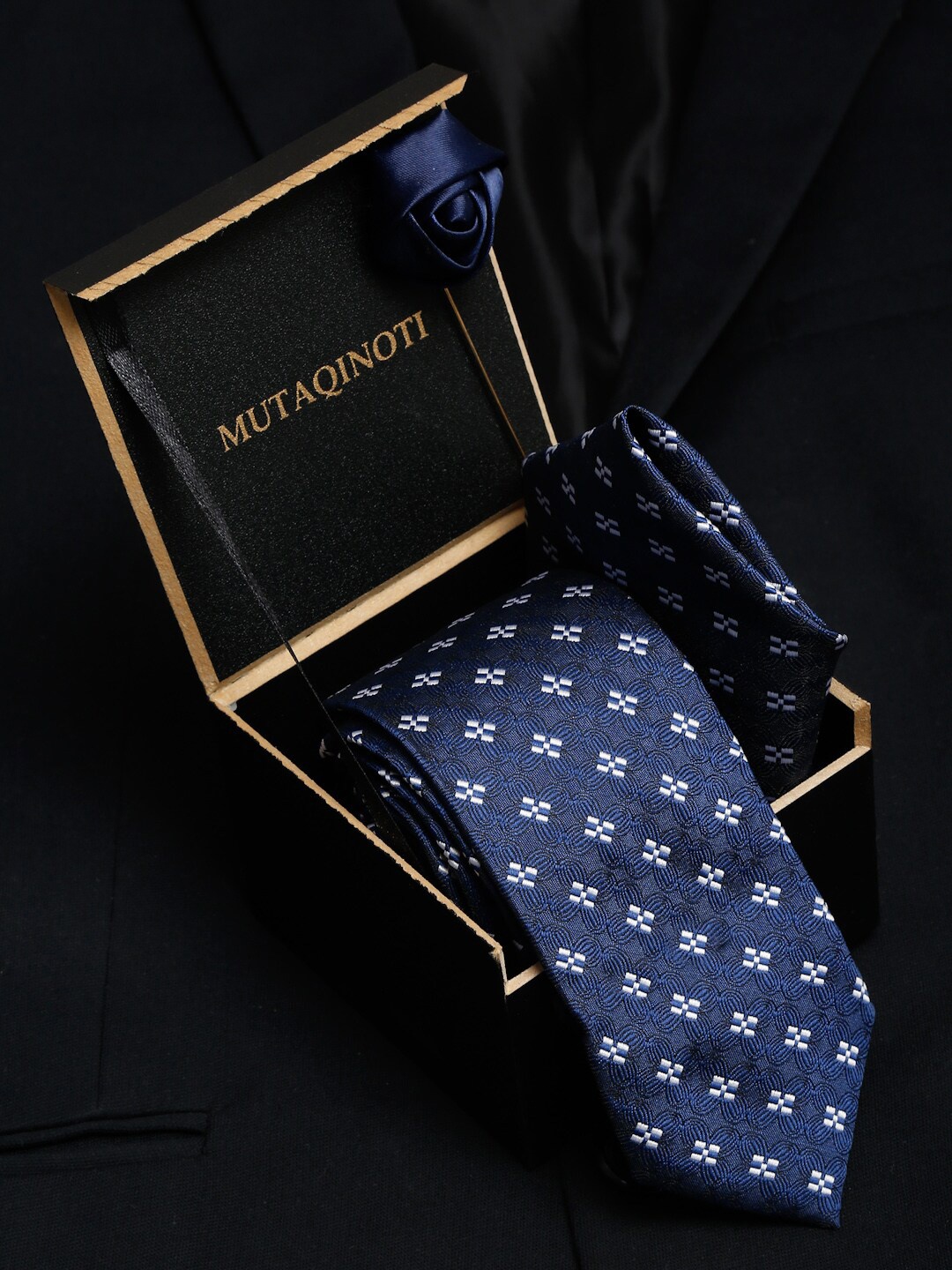 

MUTAQINOTI Men Formal Tie Accessory Gift Set, Blue