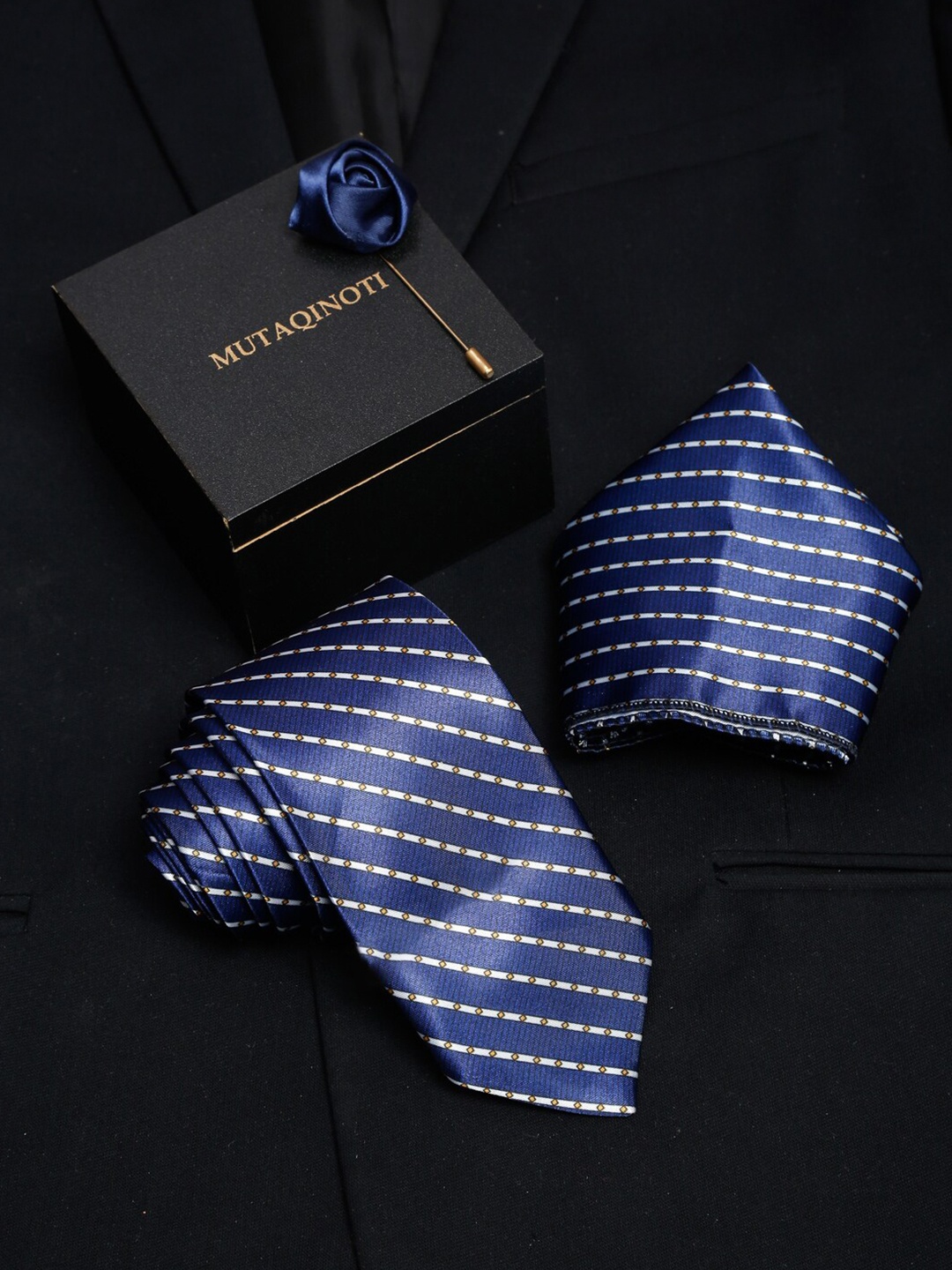 

MUTAQINOTI Men Formal Tie Accessory Gift Set, Blue