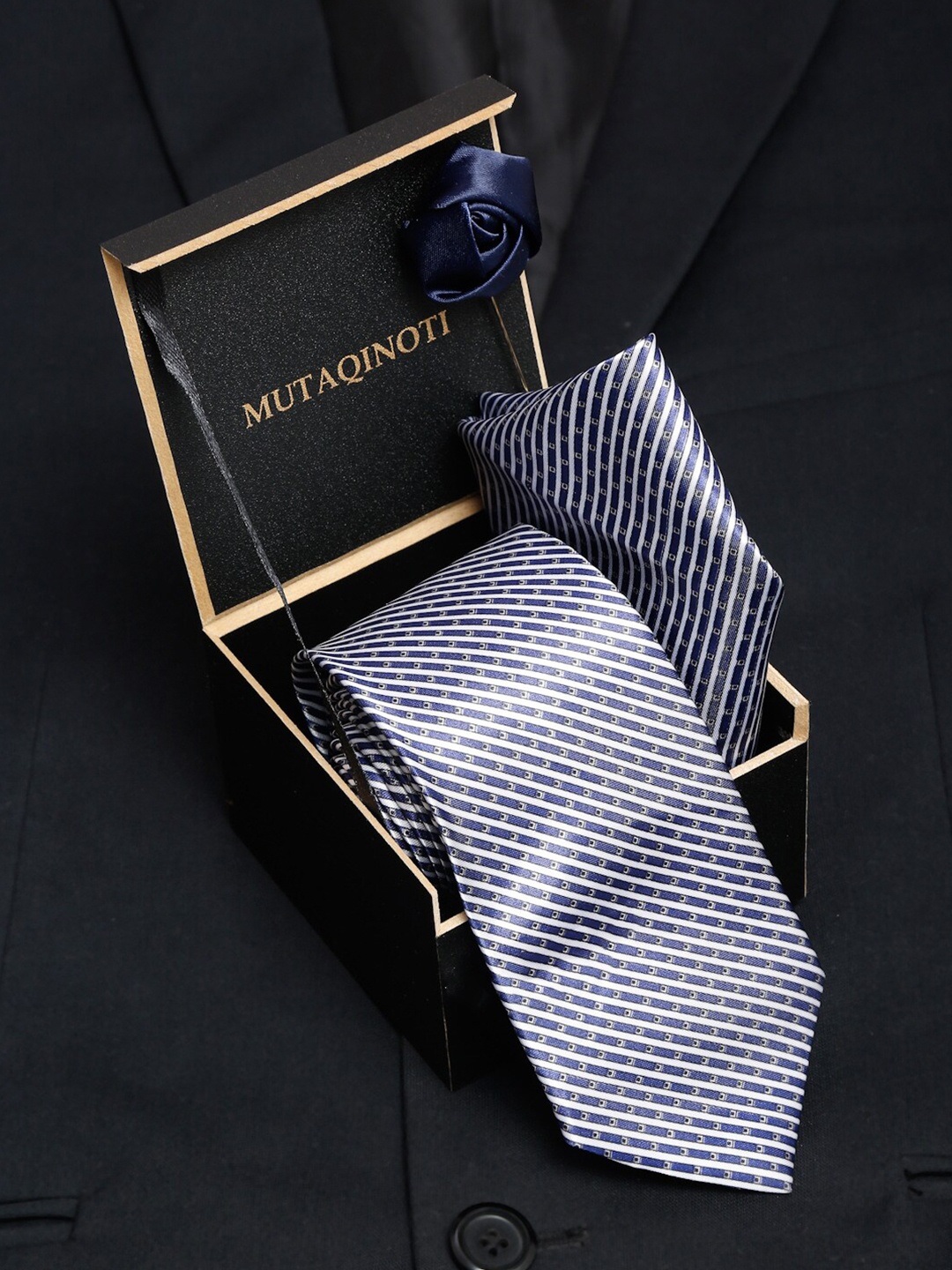 

MUTAQINOTI Men Blue Accessory Gift Set