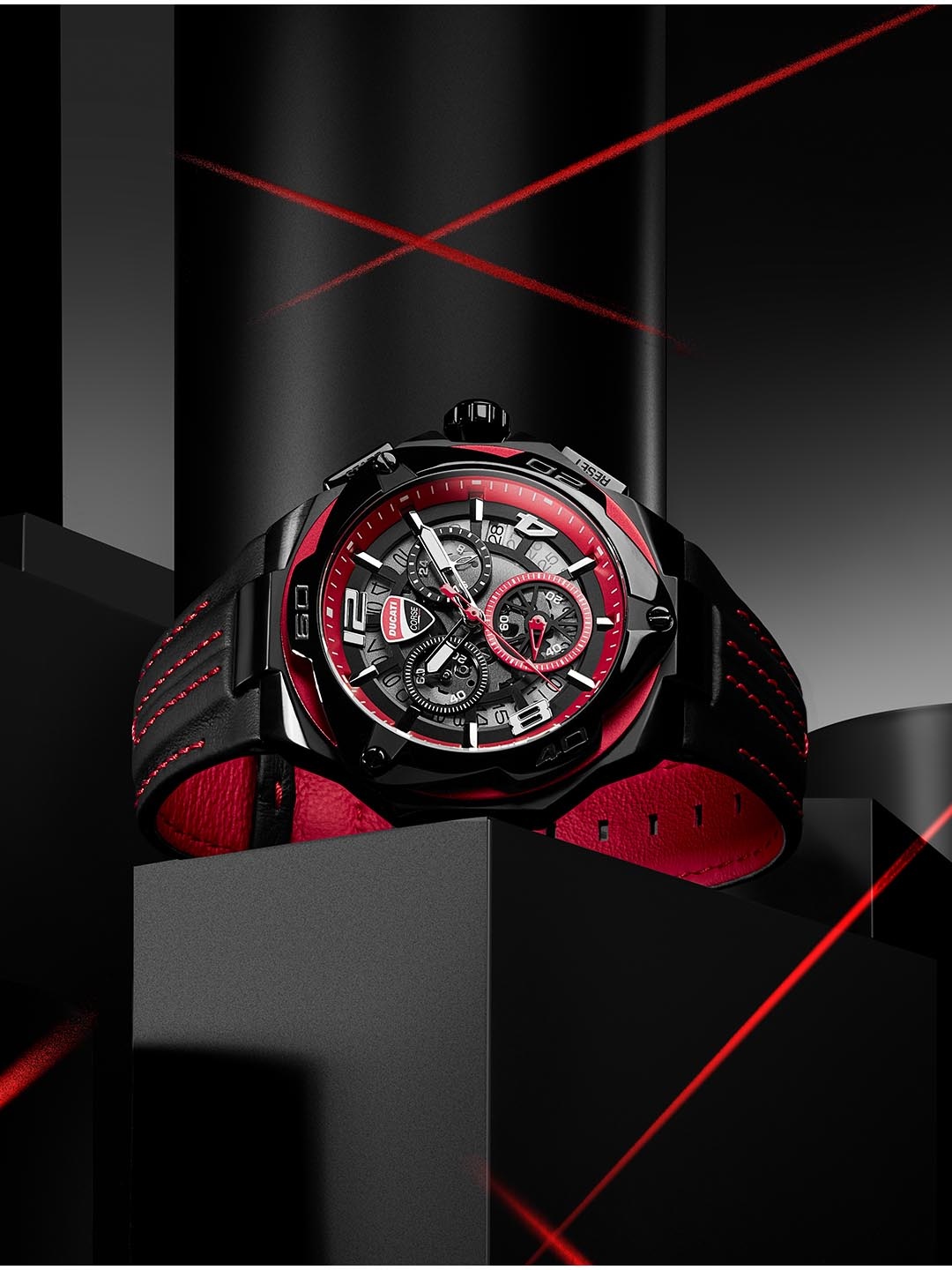 

DUCATI CORSE Men Black Skeleton Dial & Black Leather Straps Analogue Watch DTWGC0000301