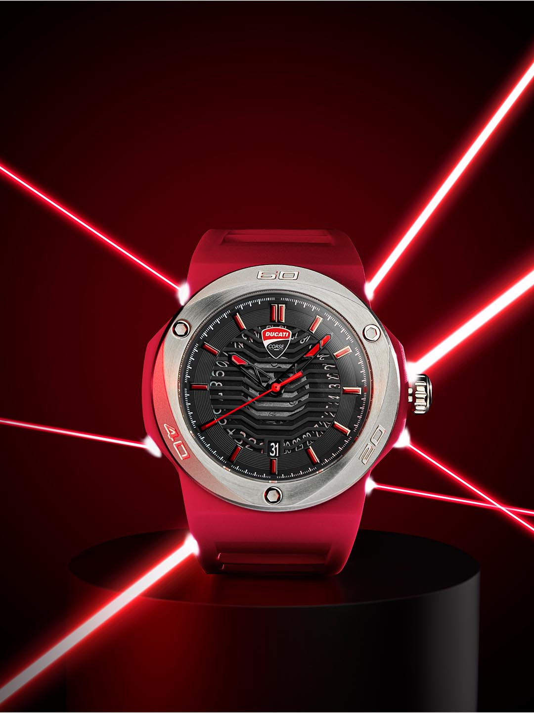 

DUCATI CORSE Men Black Dial & Red Straps Analogue Watch DTWGN0000507