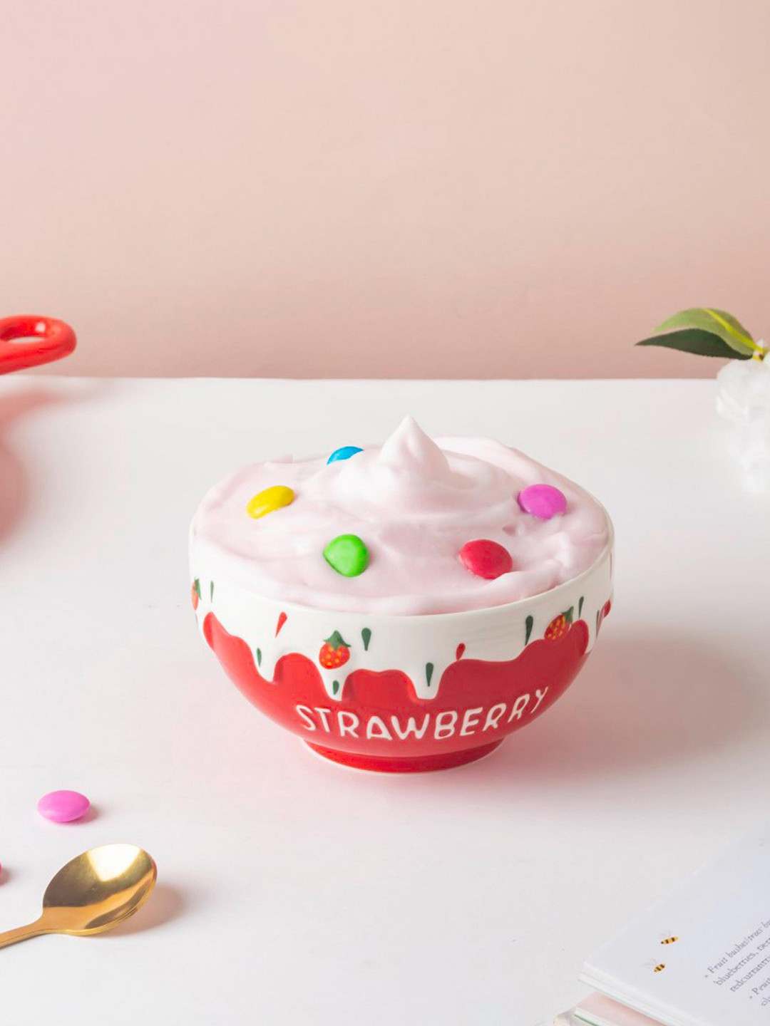 

Nestasia White & Red Printed Microwave safe Ceramic Glossy Bowl