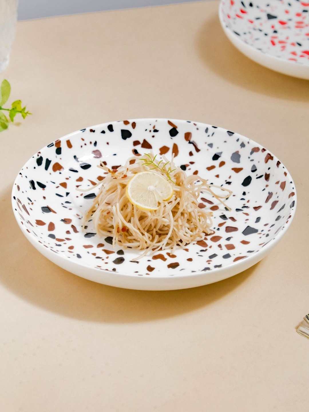 

Nestasia White & Brown Printed Microwave safe Ceramic Glossy Plate