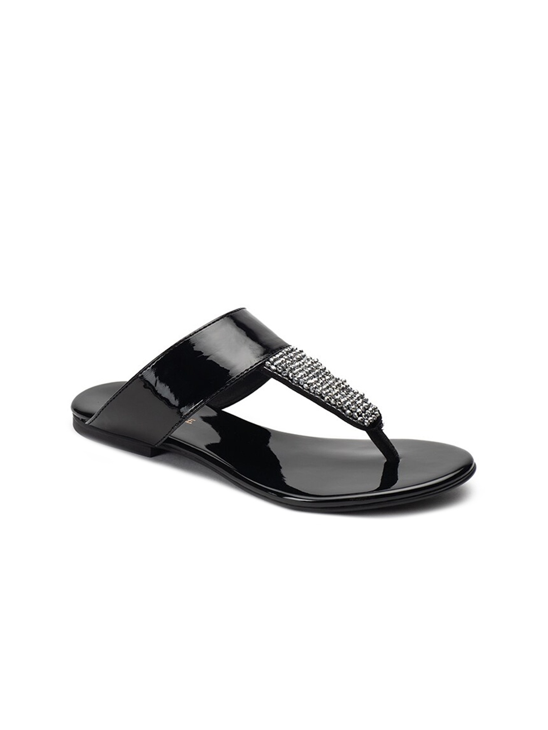 

Heel & Buckle London Women Black Embellished T-Strap Flats