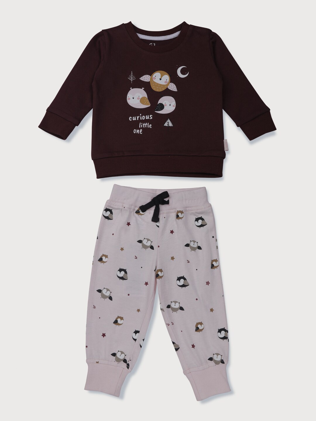 

Gini and Jony Girls Brown & Grey Printed T-shirt with Pyjama