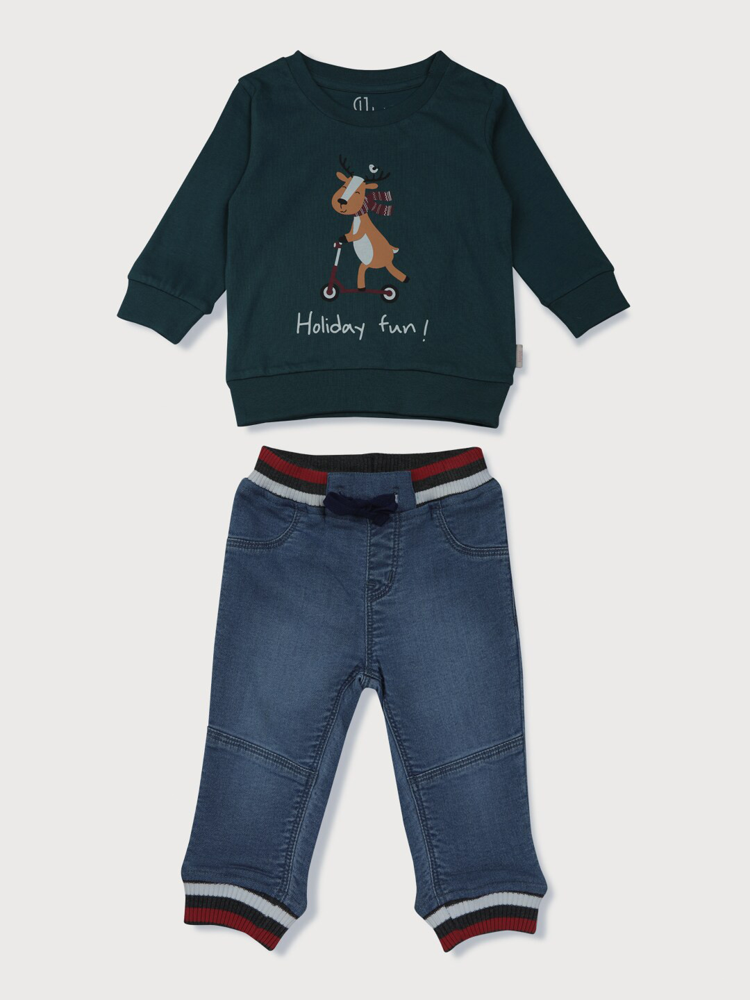 

Gini and Jony Girls Green & Blue Printed T-shirt with Trousers