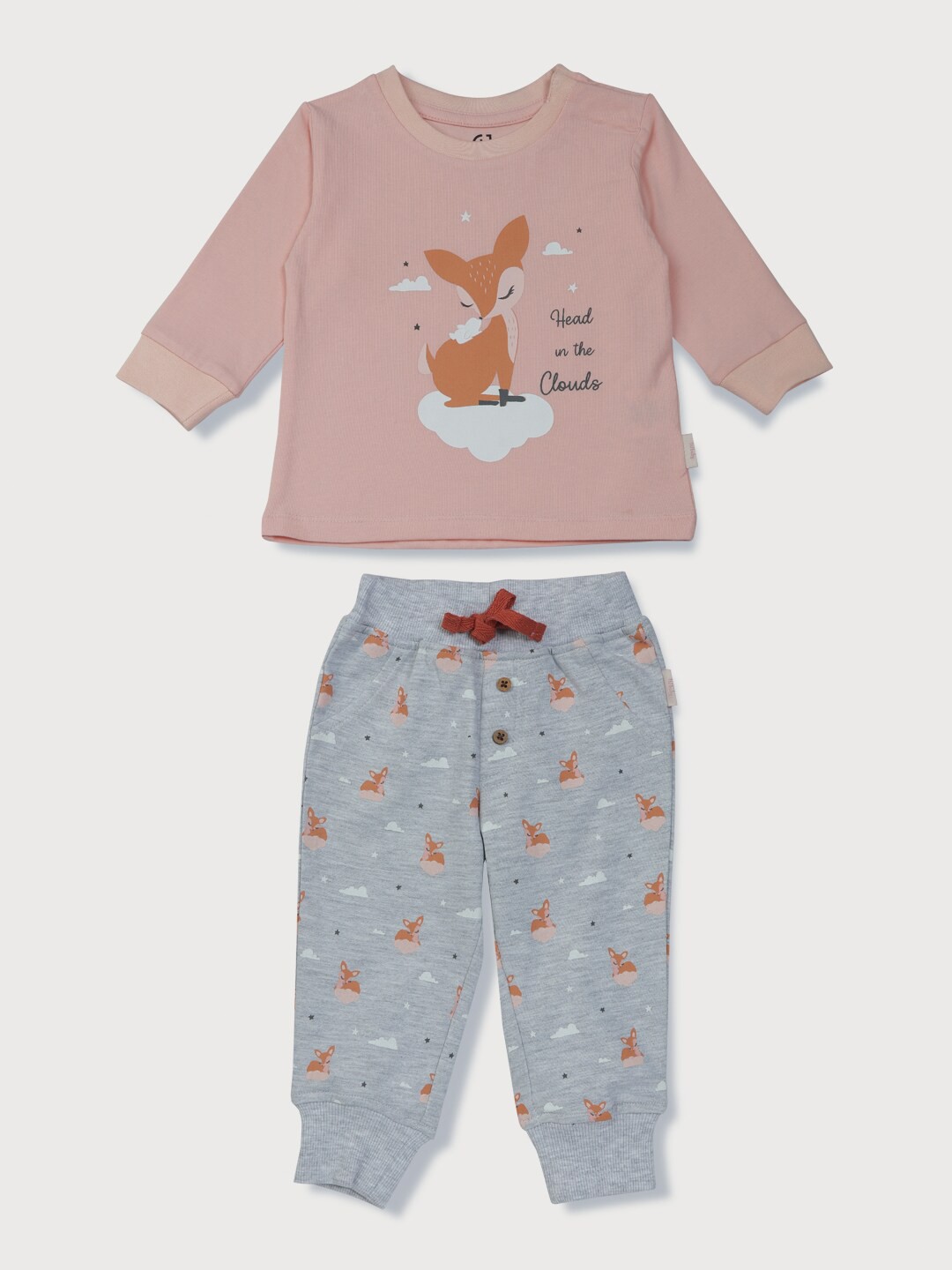 

Gini and Jony Girls Pink & Grey Printed T-shirt with Joggers