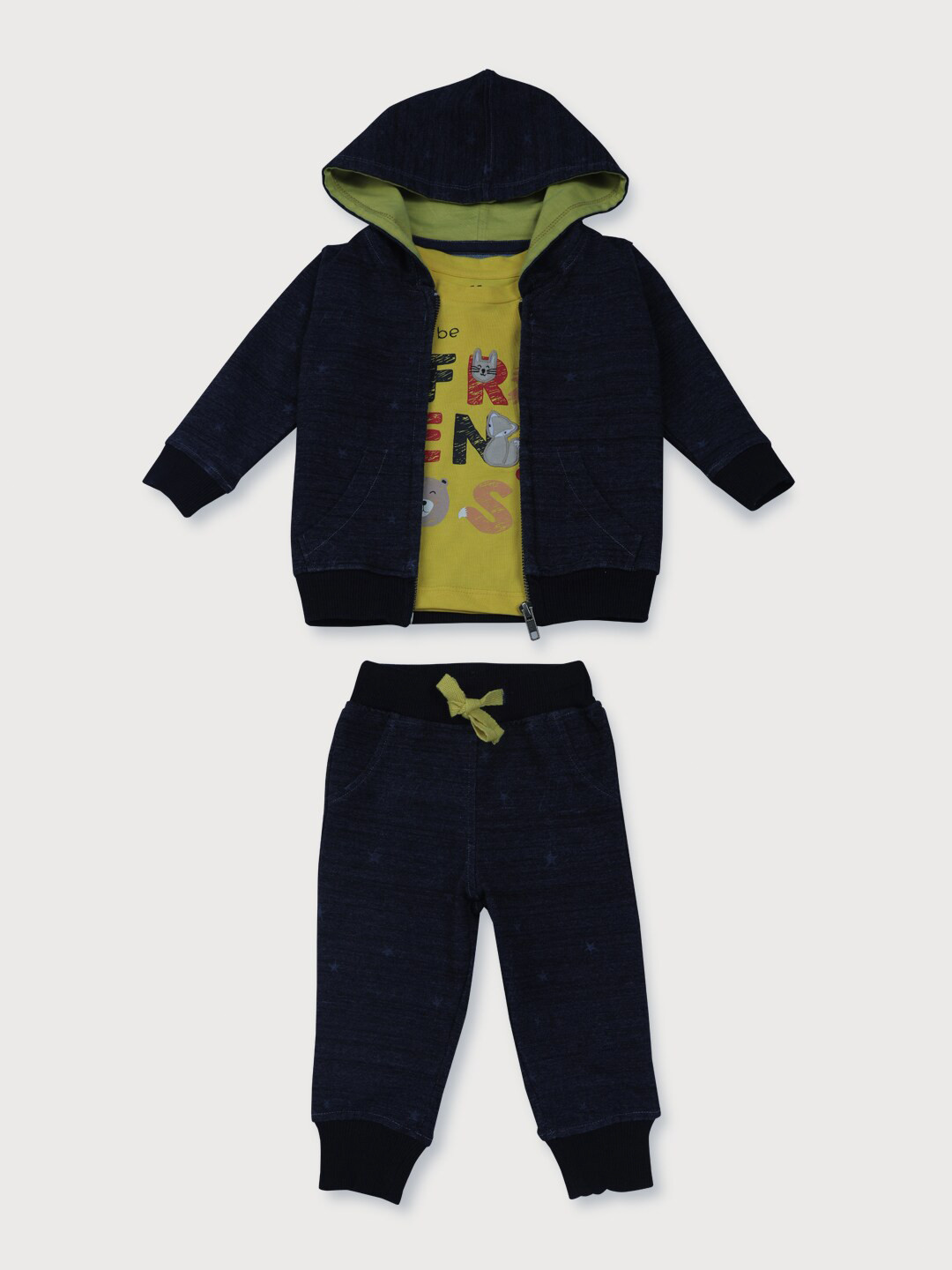 

Gini and Jony Girls Navy Blue & Green Printed T-shirt with Joggers