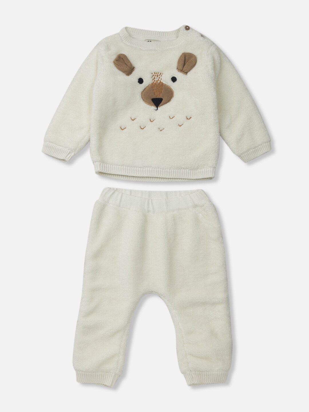 

Gini and Jony Unisex Kids Off White & Brown Printed T-shirt with Pyjamas