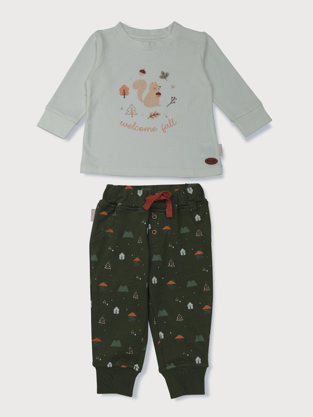 

Gini and Jony Girls Grey & Green Printed T-shirt with Trousers