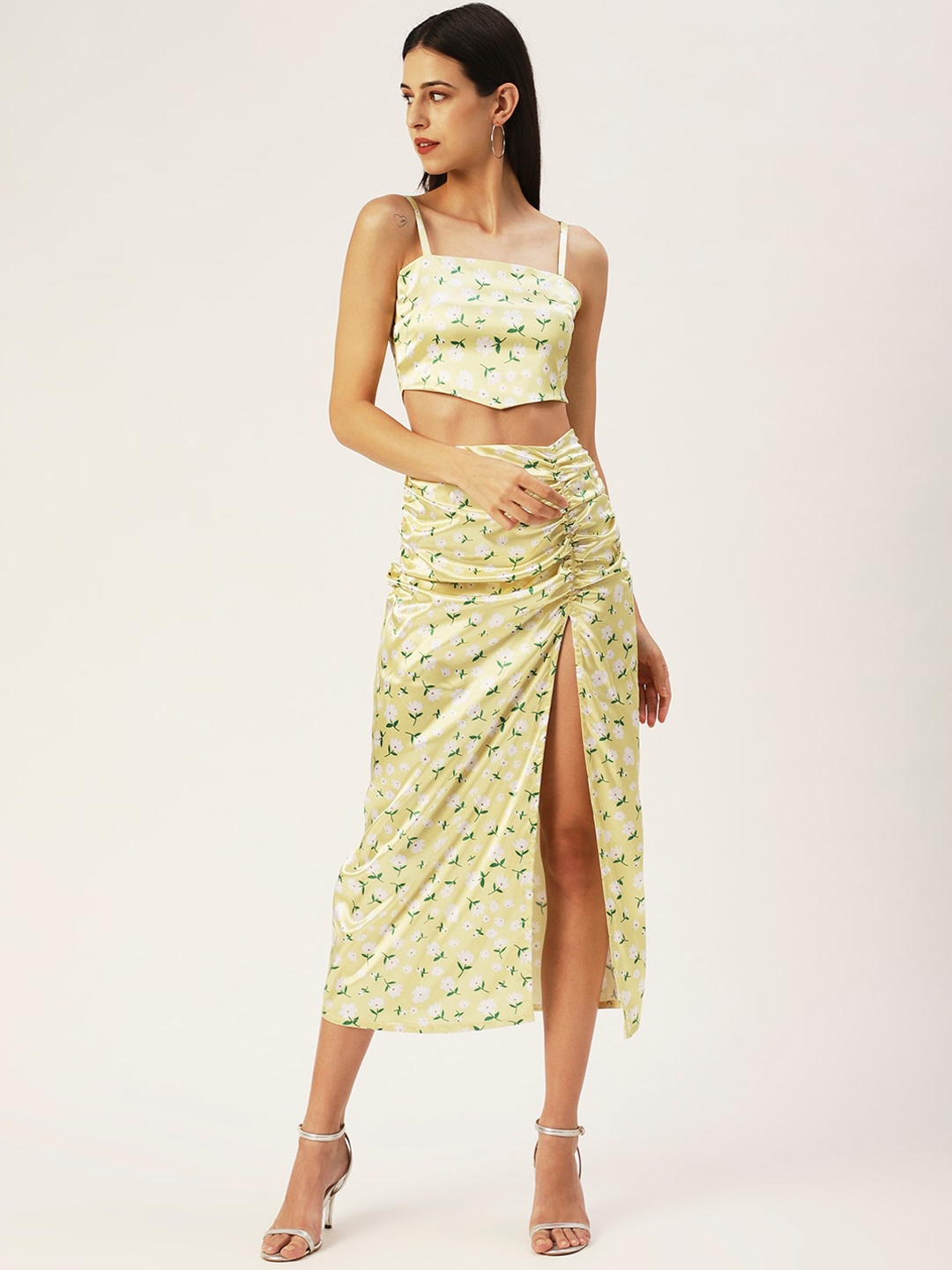 

DressBerry Women Yellow Printed Co-Ords Set