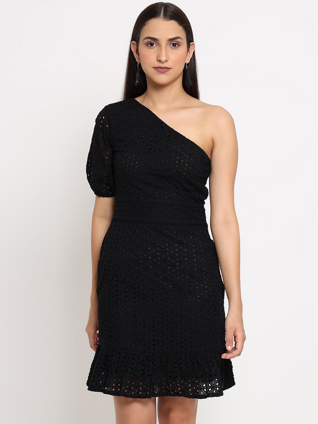 

MARC LOUIS Black One Shoulder Dress