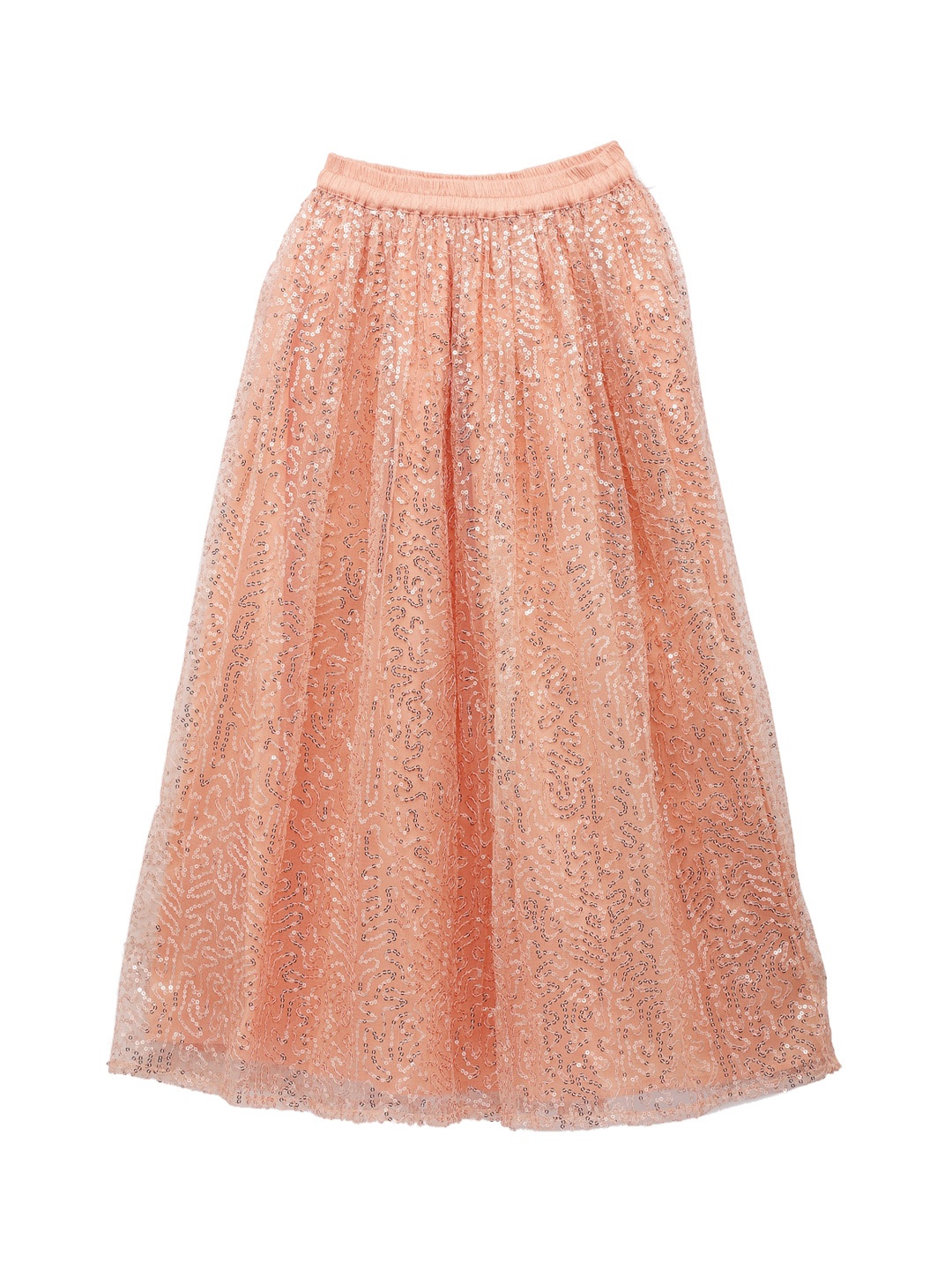 

studio rasa Girls Peach-Colored Embellished Sequins Maxi Skirts