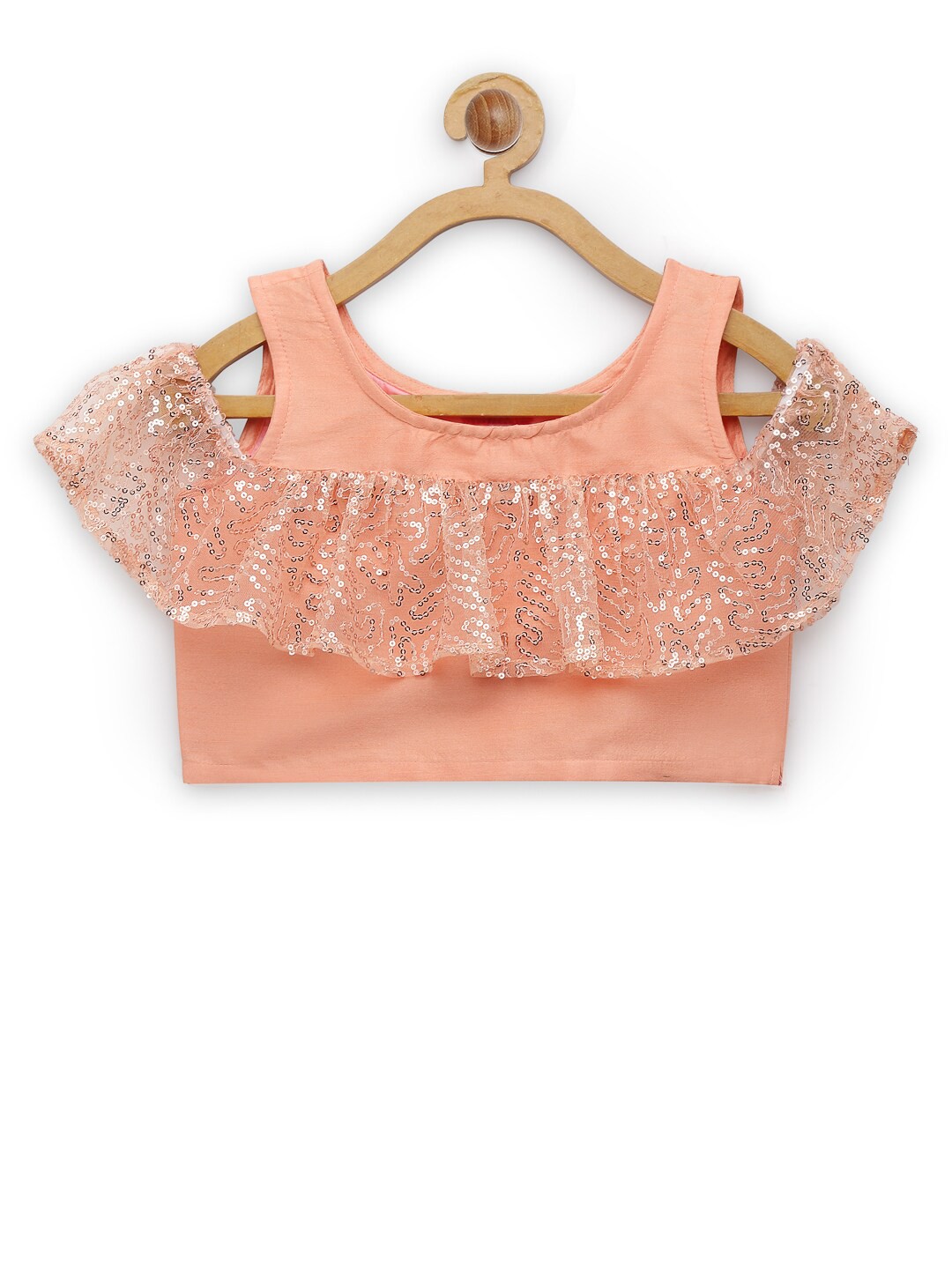 

studio rasa Girls Peach-Coloured Embellished Embroidered Crop Top