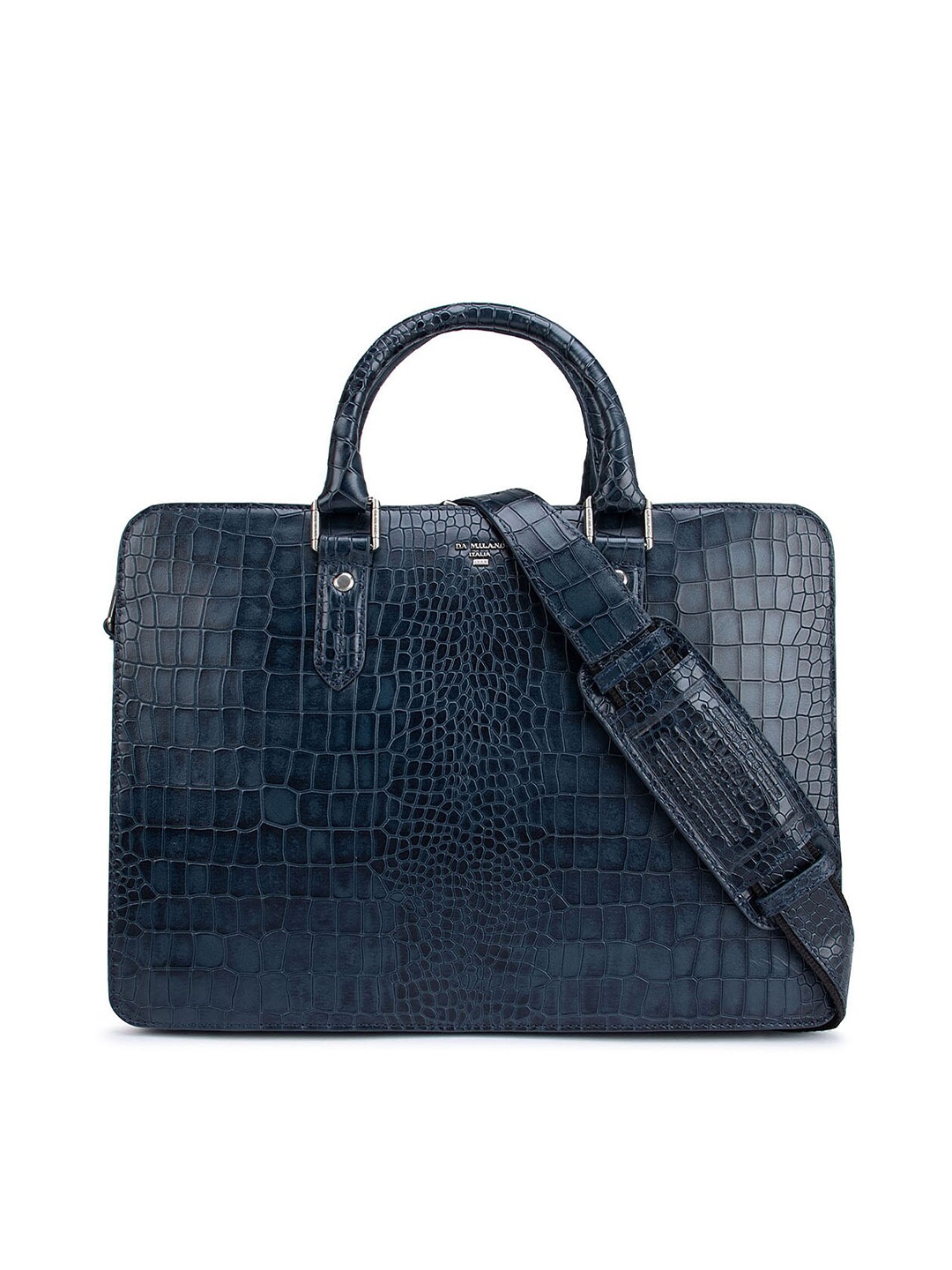 

Da Milano Men Navy Blue Textured Leather Laptop Bag