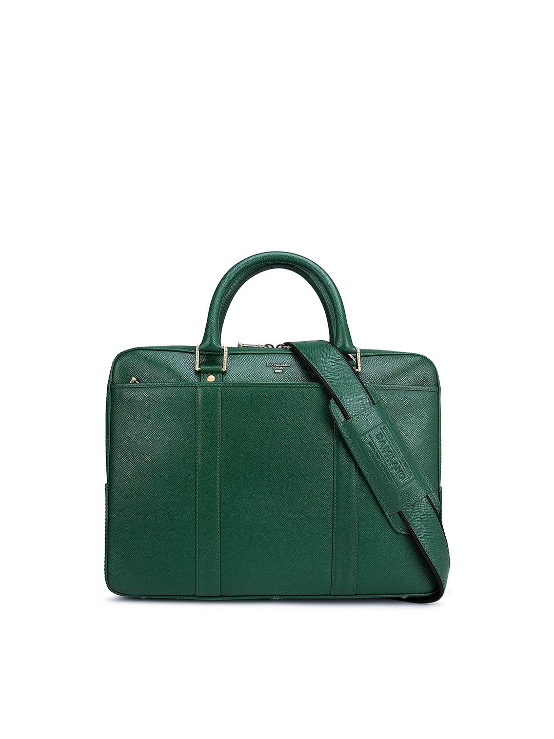 

Da Milano Men Green Textured Leather Laptop Bag