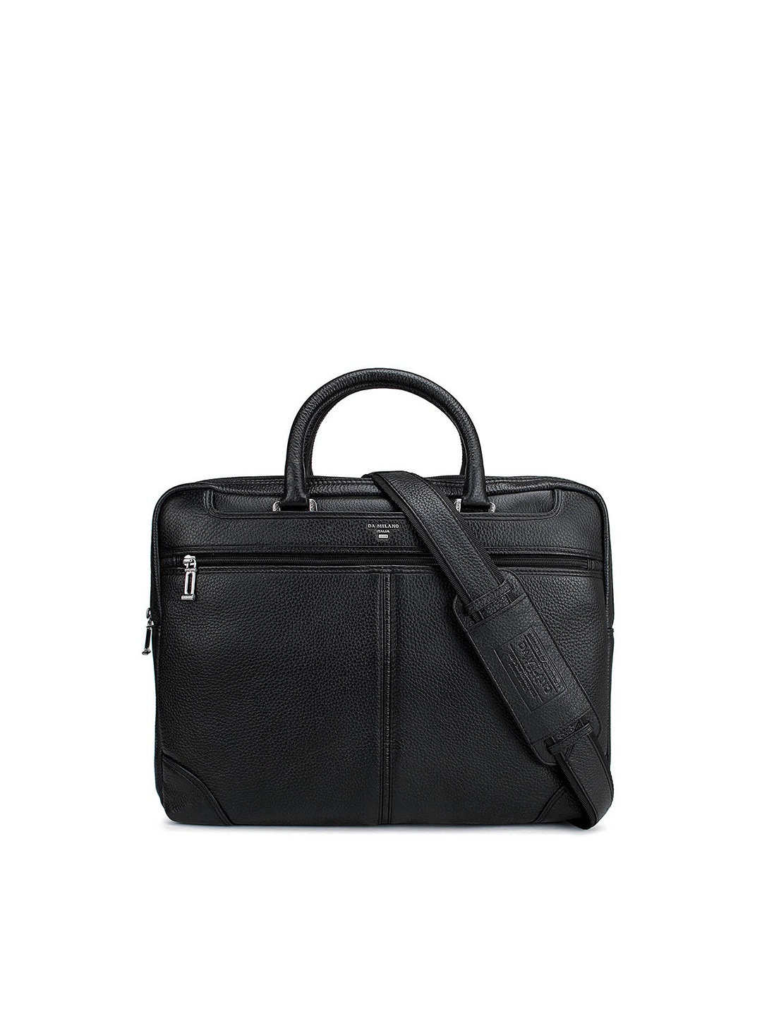 

Da Milano Men Black Textured Leather Laptop Bag