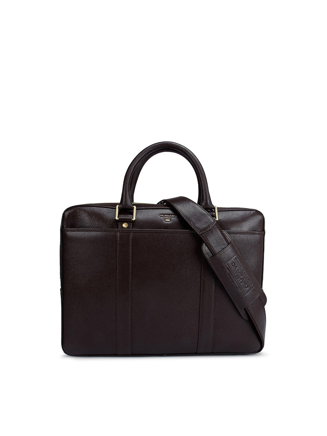 

Da Milano Men Brown Textured Leather Laptop Bag