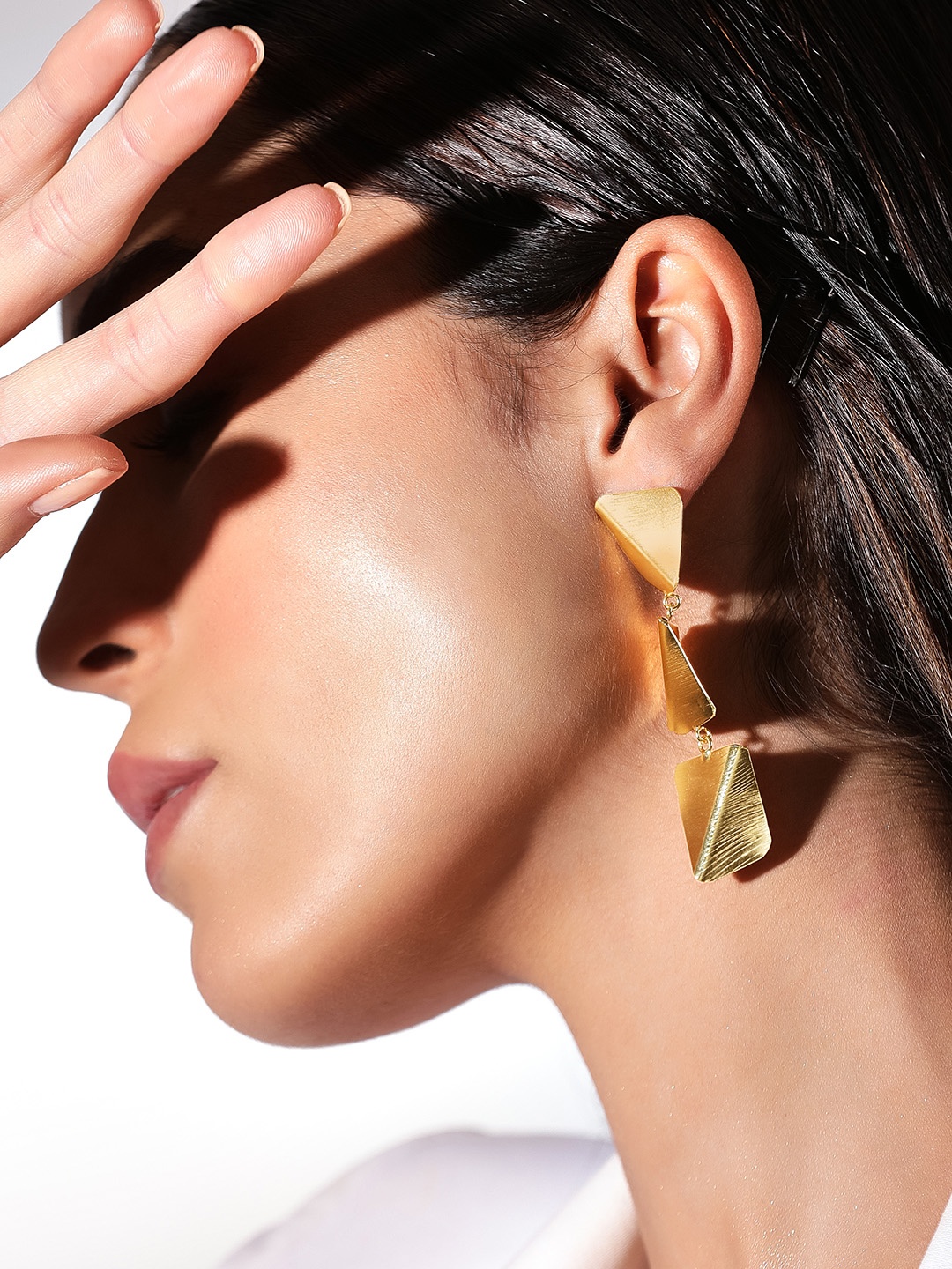 

Rubans Voguish Gold-Toned 24k Gold Plated Geometric Drop Earrings