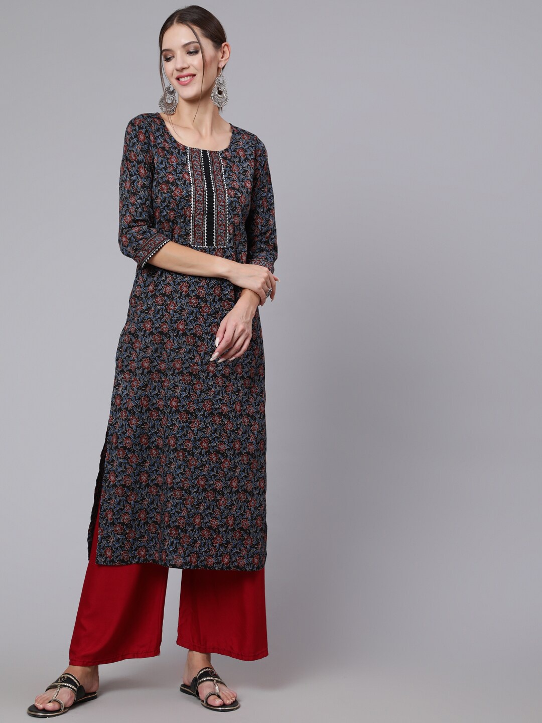 

Nayo Women Black Ethnic Motifs Printed Kurta
