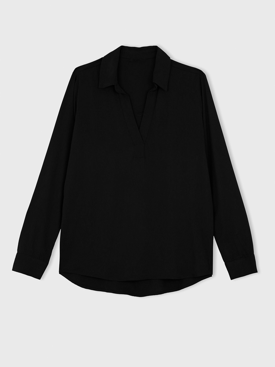 

DeFacto Black Solid Shirt Style Top