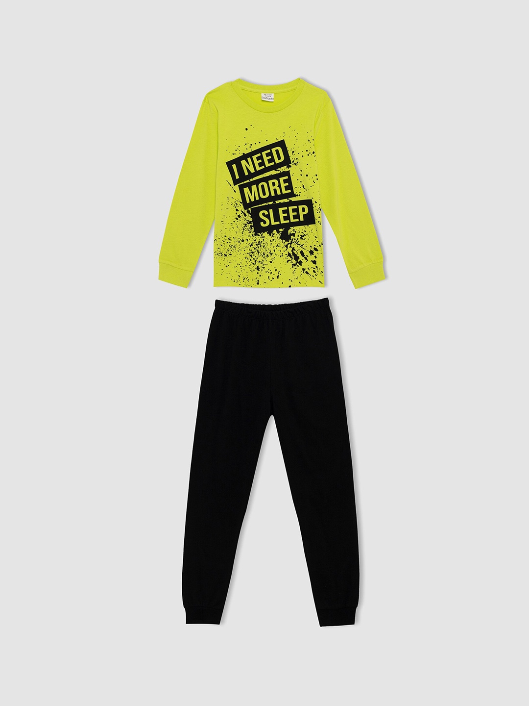 

DeFacto Boys Green Printed Cotton T-shirt & Trouser