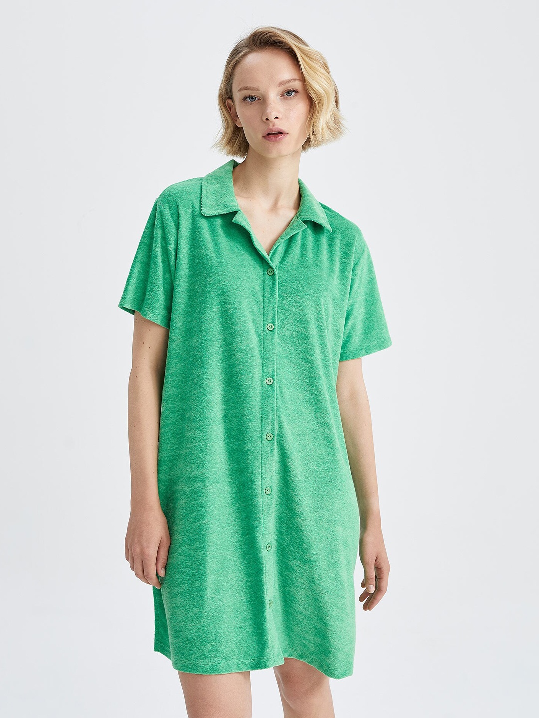 

DeFacto Women Green Shirt Dress