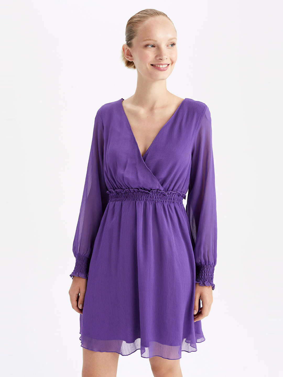 

DeFacto Women Purple Solid Fit & Flared Dress