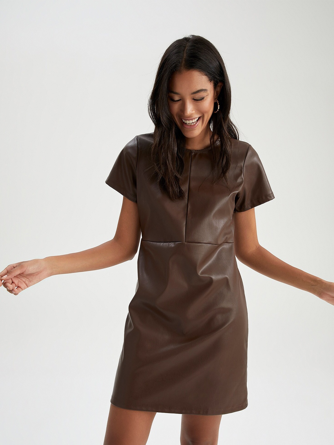 

DeFacto Women Brown A-Line Dress