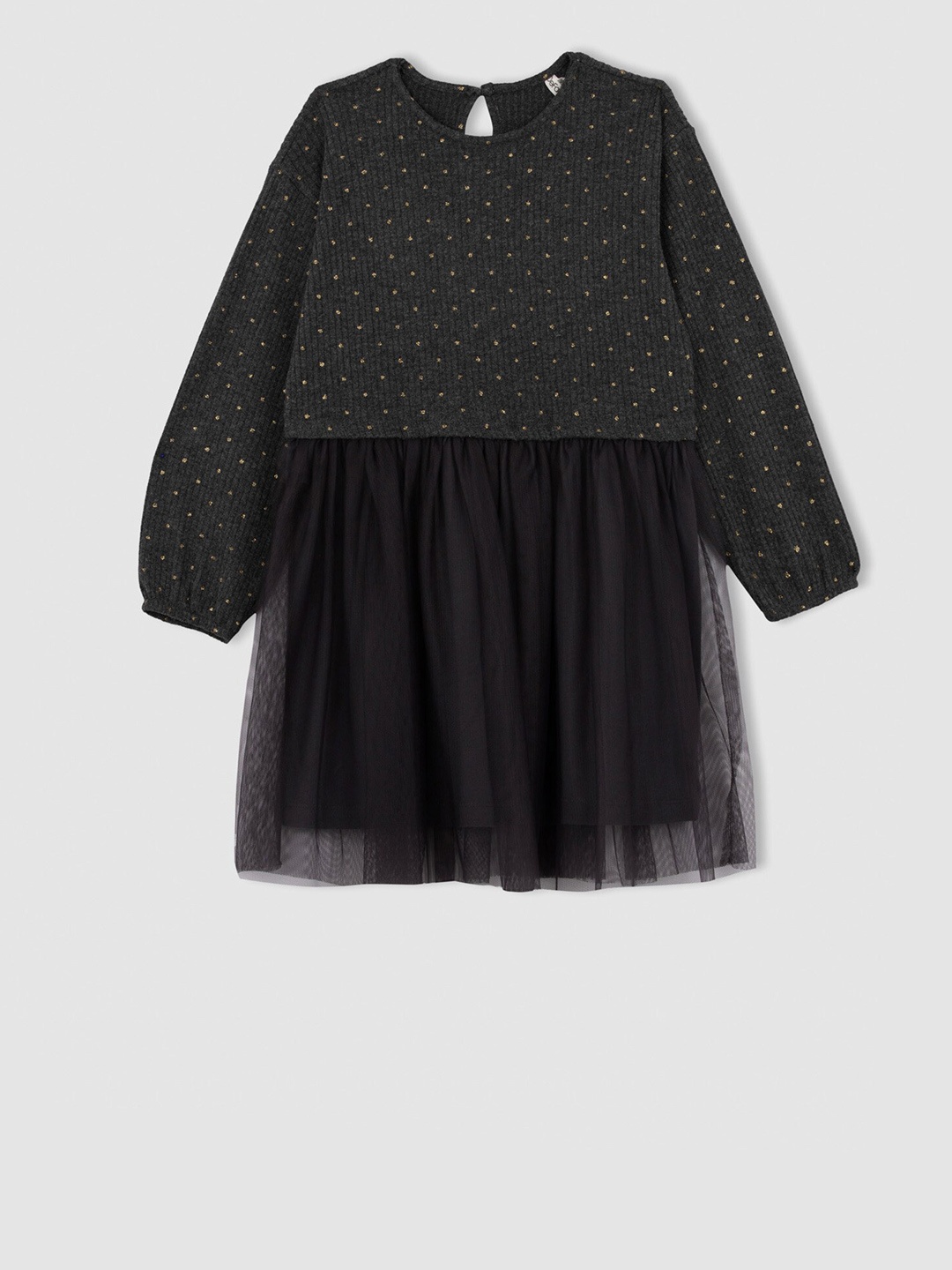

DeFacto Grey & Black Cotton Solid Dress
