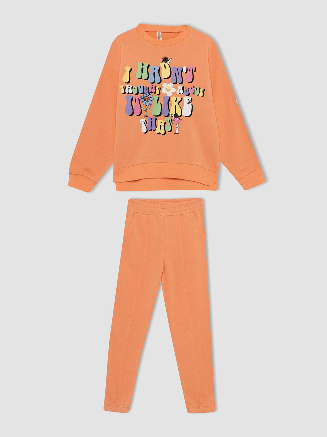 

DeFacto Girls Orange Printed Cotton Clothing Set