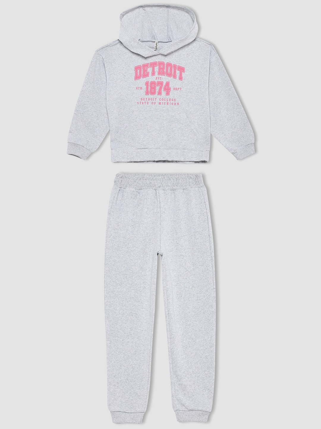 

DeFacto Girls Grey & Pink Printed T-shirt with Pyjamas