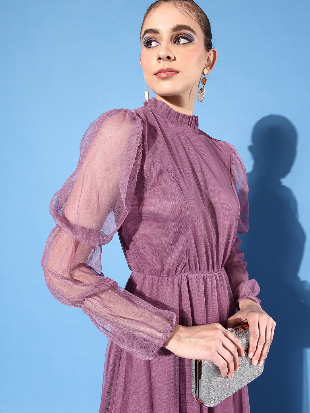 

U&F Mauve Net Maxi Dress