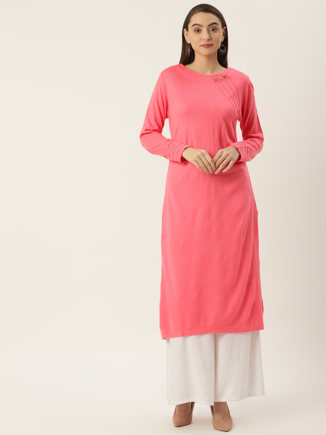 

FABNEST Women Pink Embroidered Kurta