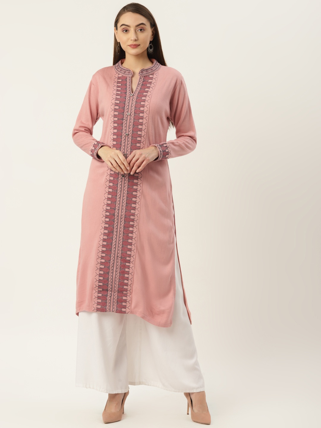 

FABNEST Women Pink Embroidered Kurta