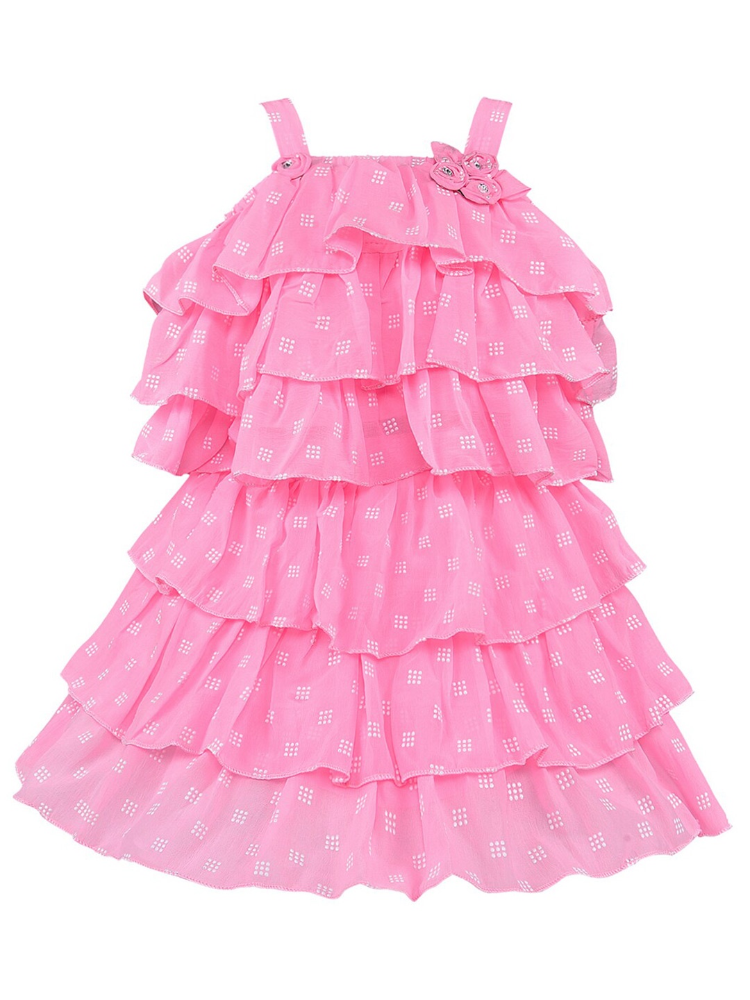 

Wish Karo Girls Pink & White Printed Top with Skirt
