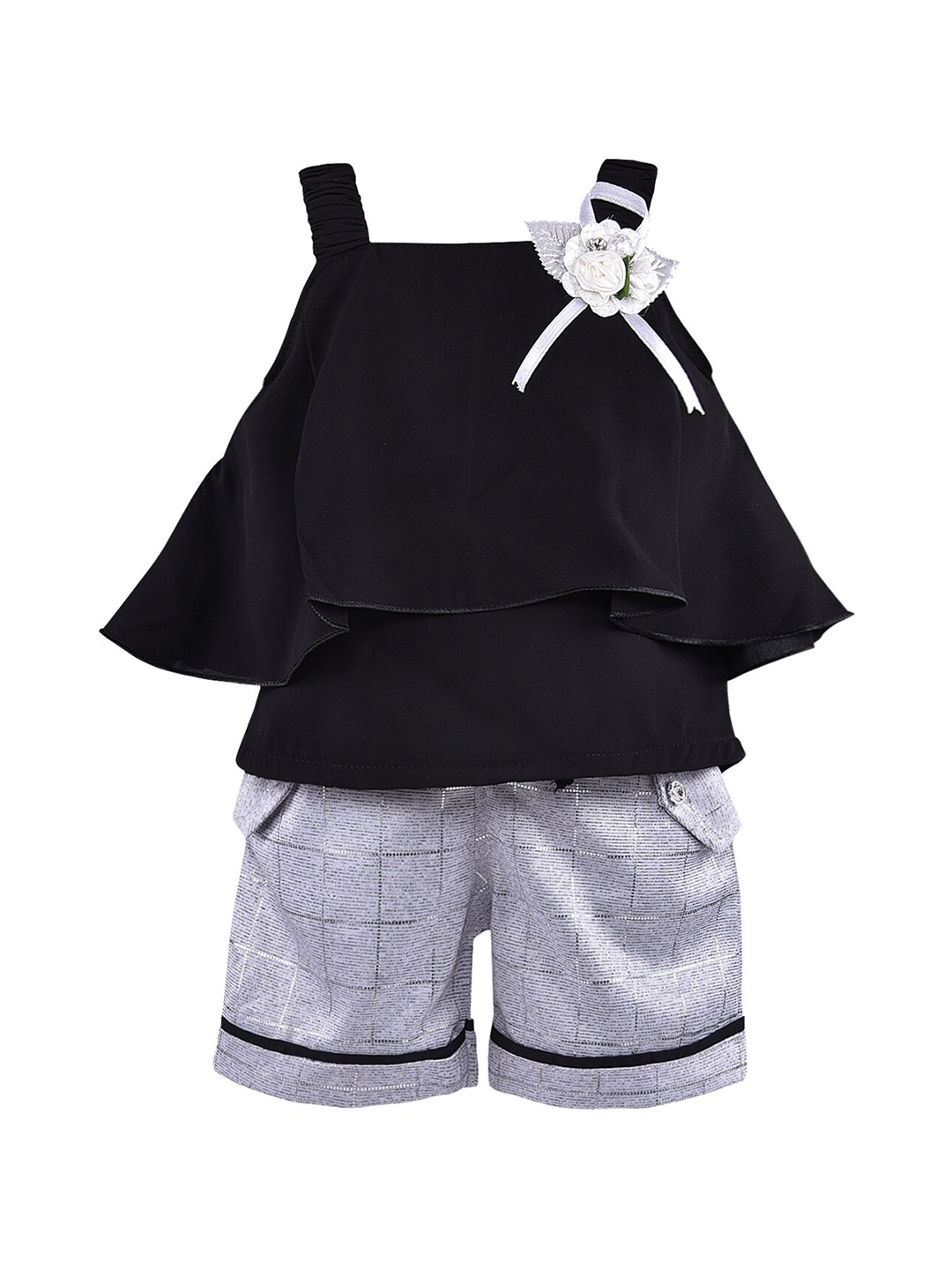 

Wish Karo Girls Black & Grey Top with Shorts