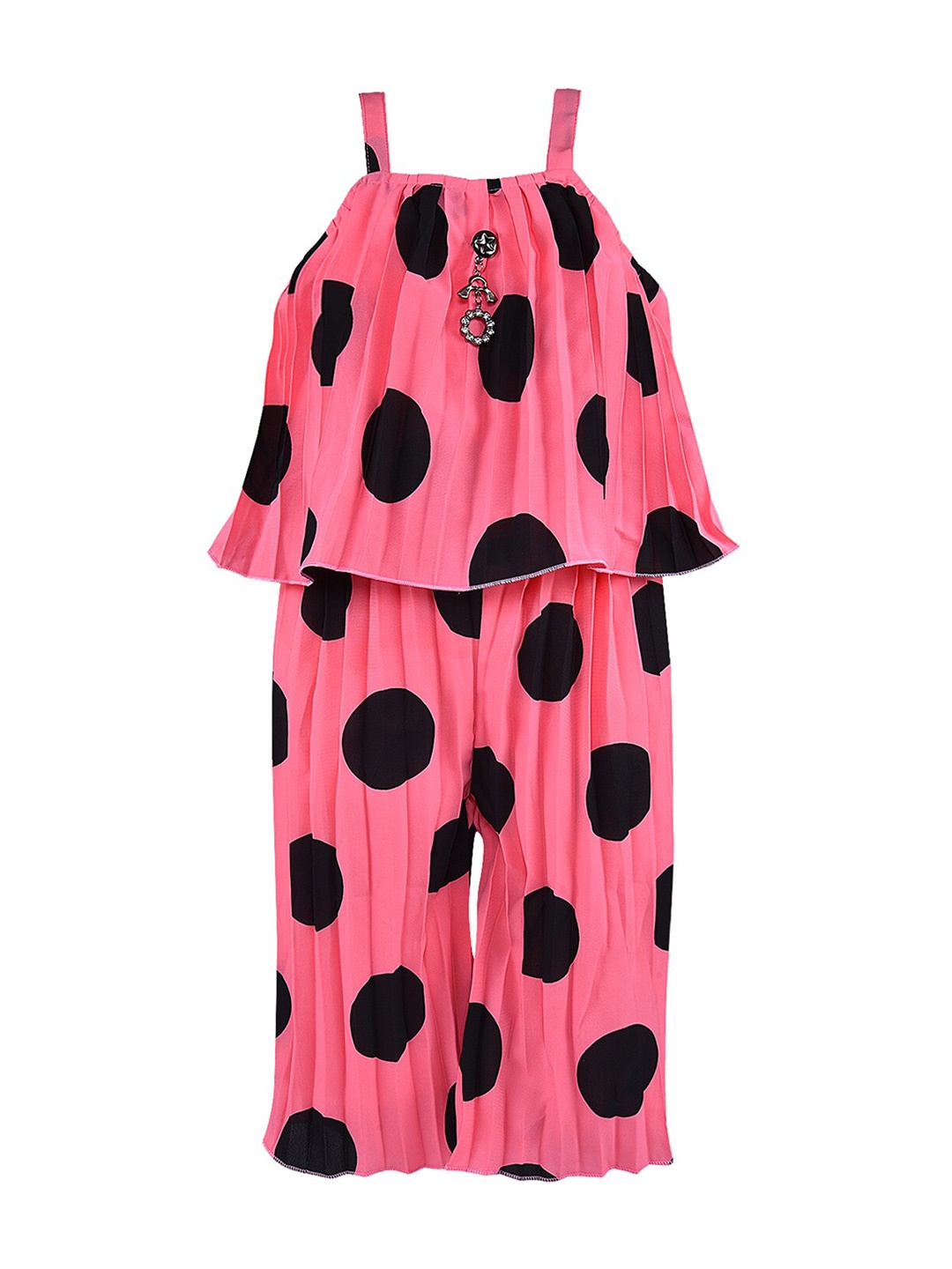 

Wish Karo Girls Pink & Black Printed Top with Trousers